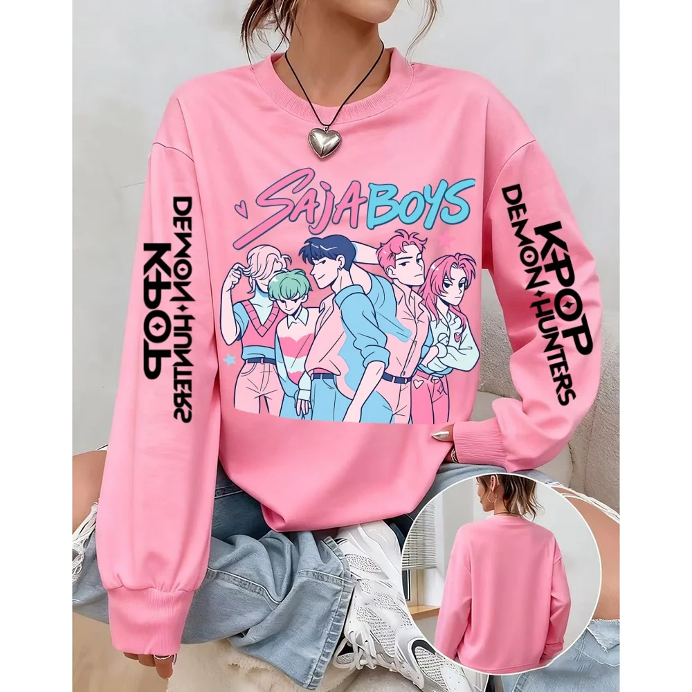 Sweat-shirt imprimé film Anime KPop Demon Hunter pour femme, pull de rue, Vintage, Floral, col rond, survêtement, automne