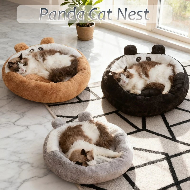 

Newest Round Cute Cat Bed Soft Plush Puppy Nest for Small Medium Pets Warm Comfortable Sleeping Sofa Cat Accessories Cama Gato