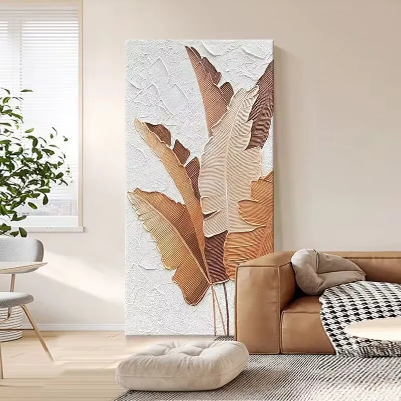 

Cream Style Orange Banana Leaf Hanging Painting, Personalized Sofa Background Decoration, Study Bedroom, Living Room ,Corridor