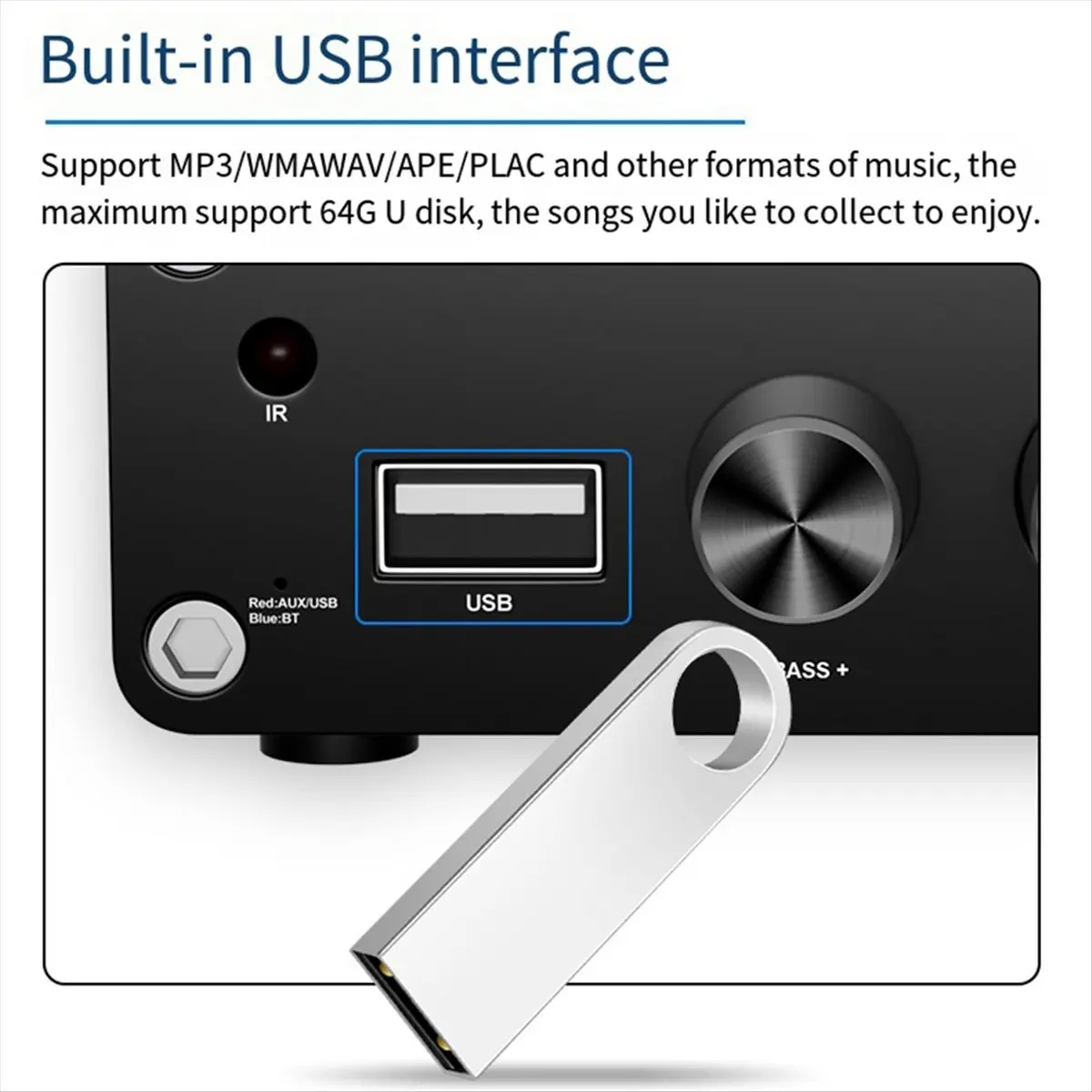 

(BAAY) TPA3116 Цифровой усилитель мощности Bluetooth 5.3, Hi-Fi стереоусилитель, аудиоусилитель, USB-декодер 50Вт+50Вт, A