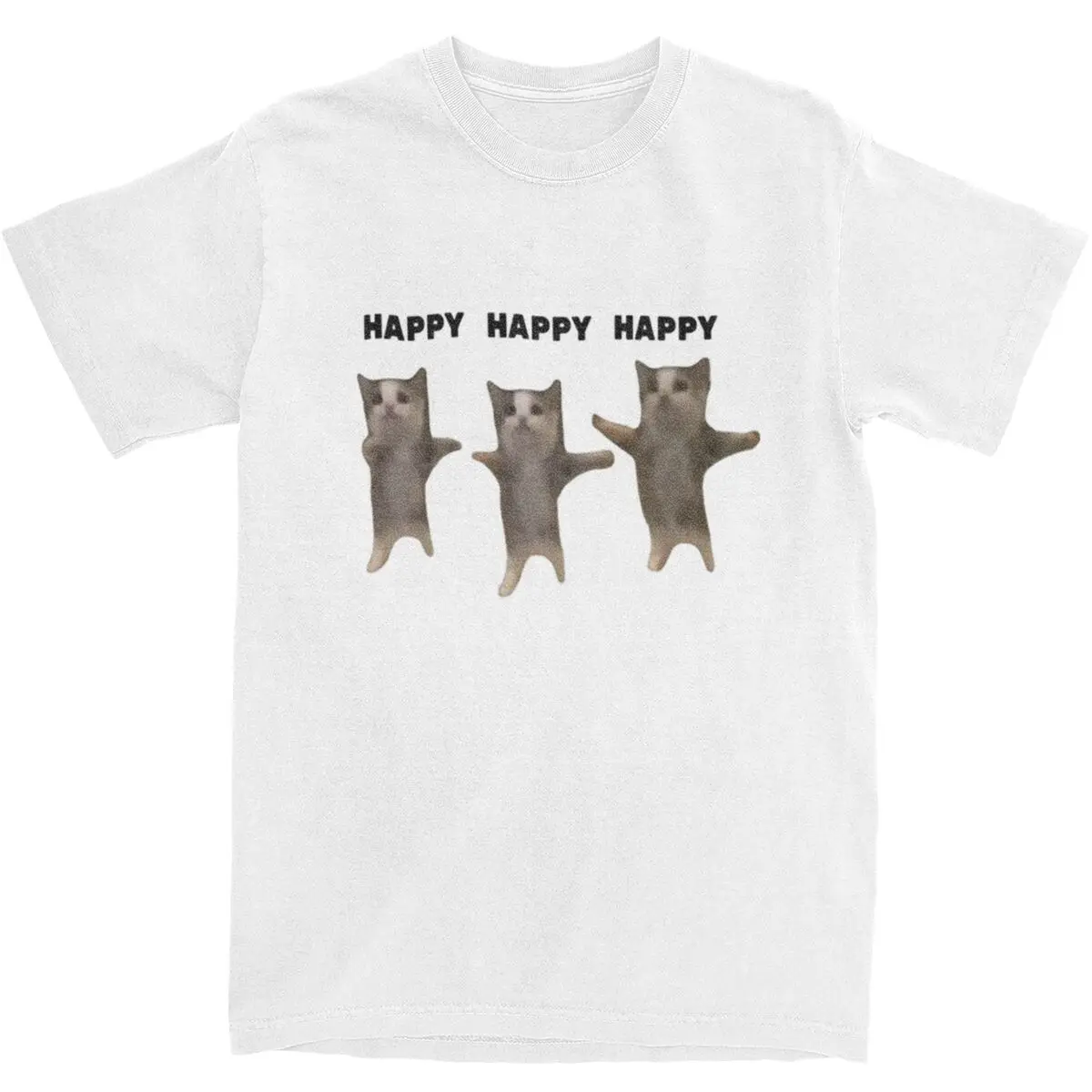 

Funny Cute Cat Meme T Shirt Men Happy Dance Cat Streetwear 100 Cotton T-Shirts Summer Trending Tee Shirt Oversized Clothing