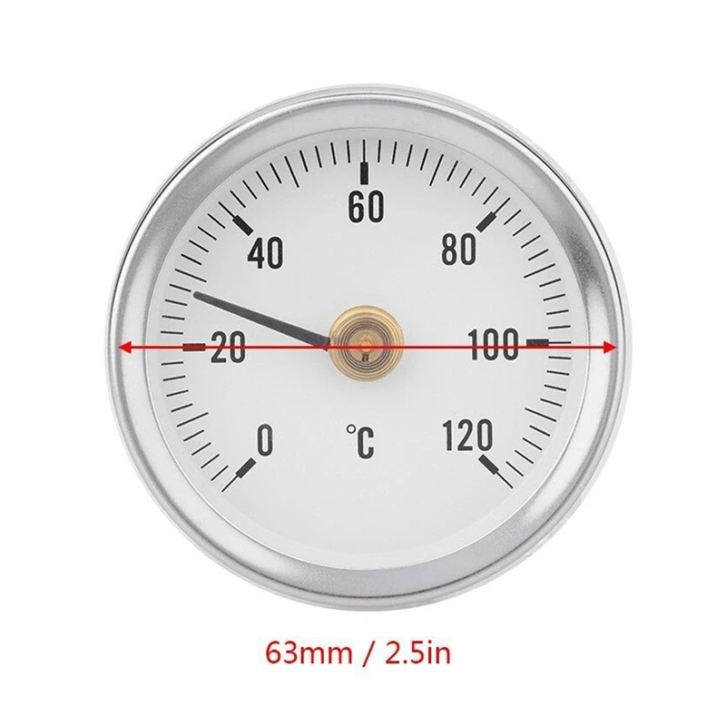 Ts-W50A Thermometer Hot Water Pipe Thermometer Bimetal Stainless Steel Surface Pipe Clip-On Temperature Gauge