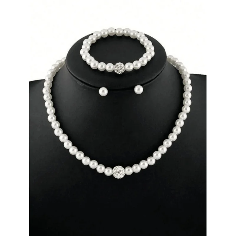 4pc Faux Pearl Beaded Jewelry Set, Elegant Gift for Parties