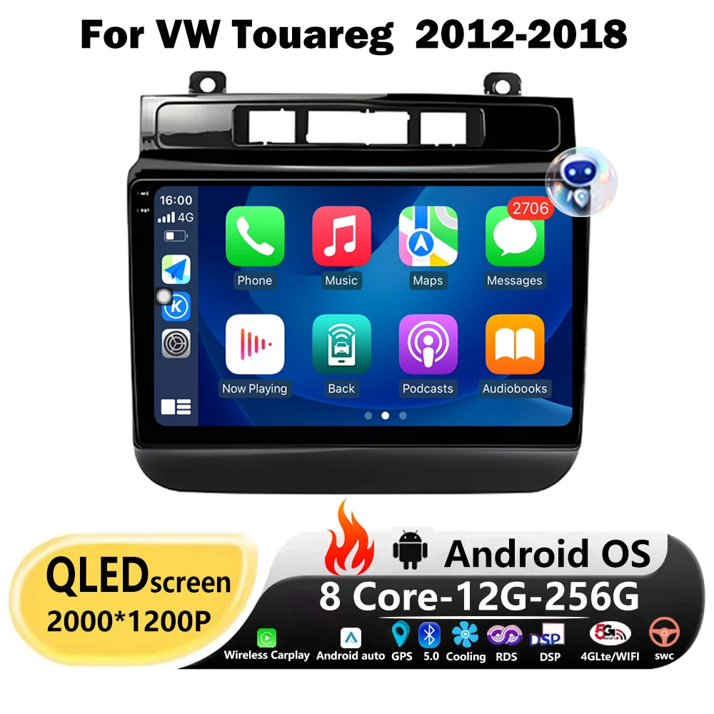 Car Radio 4G Wireless Carplay Android Auto For Volkswagen VW Touareg 2012 2013 2014 2016 2018 Car Stereo Multimedia Player WIFI