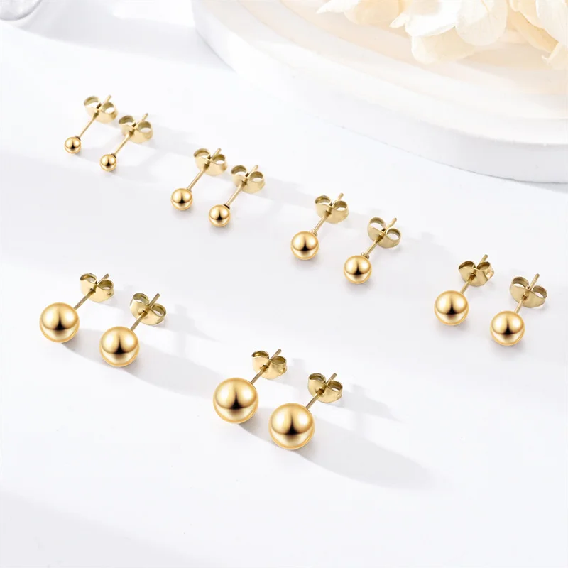 20 Stück/Set, 3 mm, 4 mm, 5 mm, 6 mm, 8 mm, Edelstahl-Kugelohrstecker, hypoallergen, zum Selbermachen von Ohrringen, Ohrringkomponenten für die Ohrringherstellung. – Detail 3