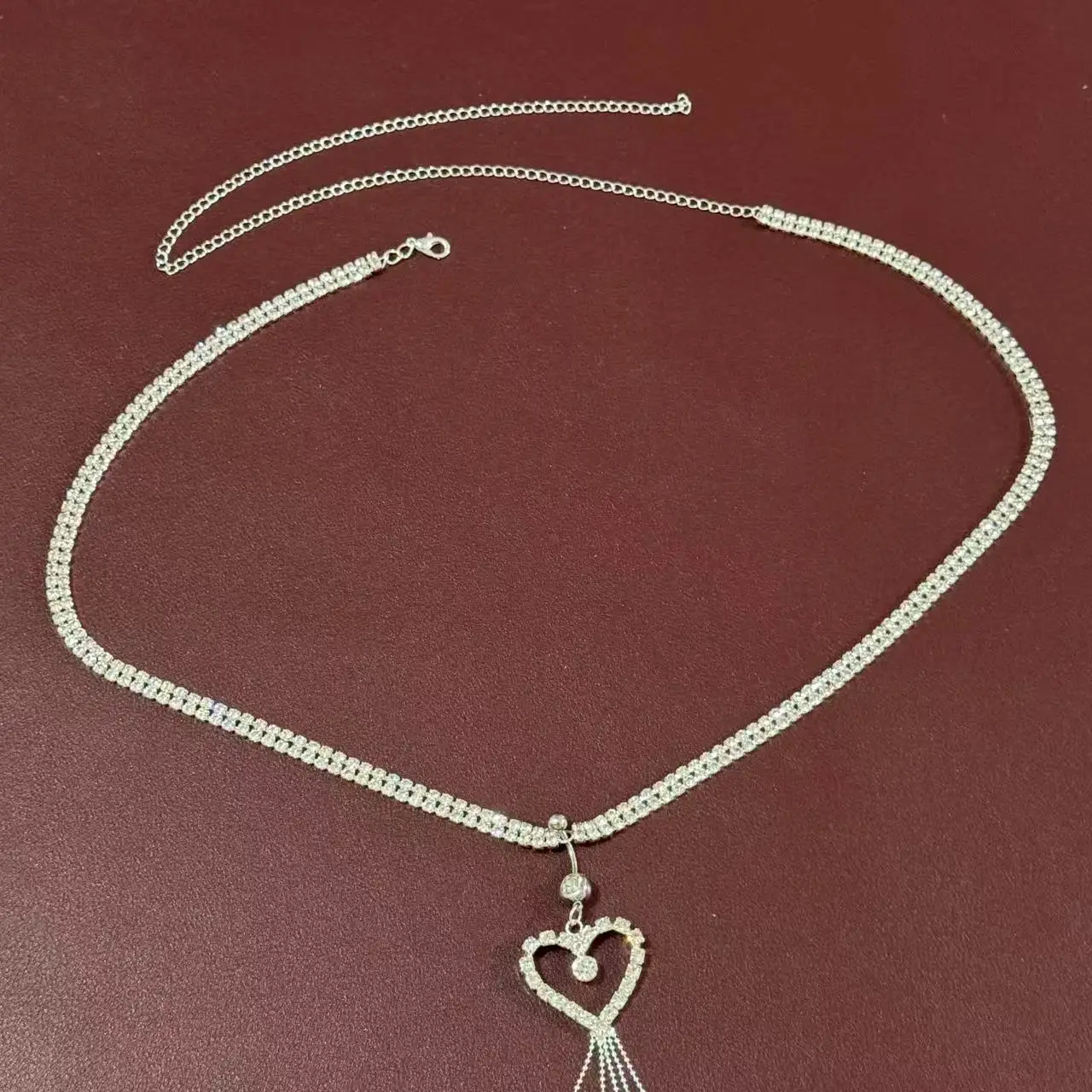 الأزياء الأوروبية والأمريكية شرابة القلب السرة حلقة الخصر سلسلة مثير الجوف خارج الخوخ القلب حجر الراين ثقب الجسم سلسلة #3