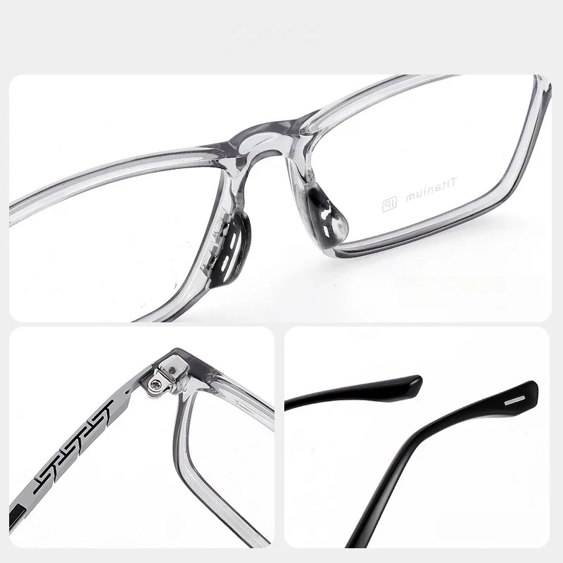 OLLYMURS 2024 موضة الأعمال TR90 التيتانيوم النقي نظارات خفيفة مربع النظارات الطبية البصرية الإطار الرجال T-23070