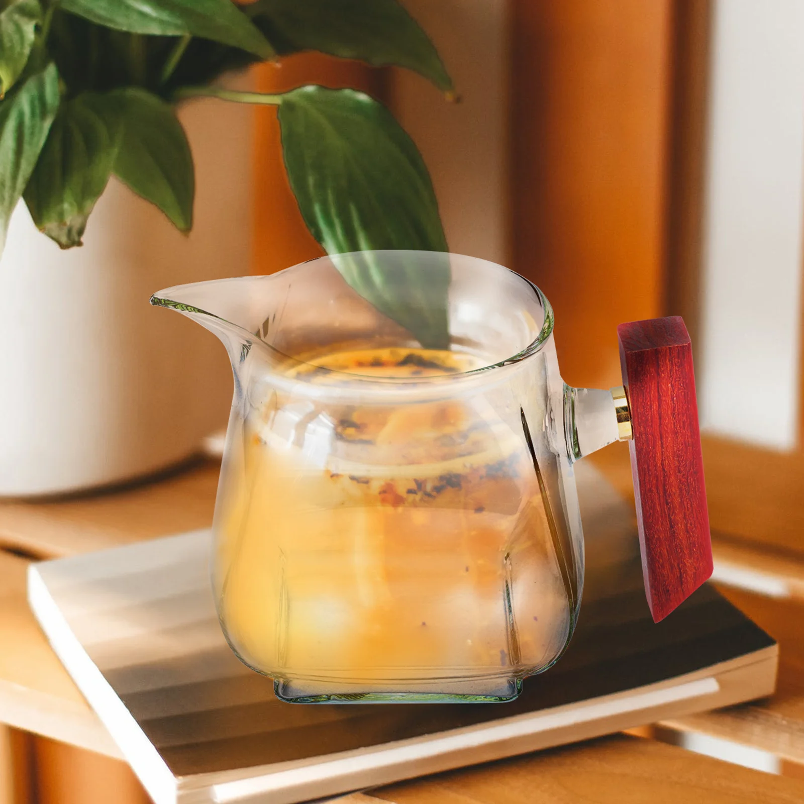 

Wooden Glass Fair Cup Transparent Tea Holder Household Ware Public Dispenser Set