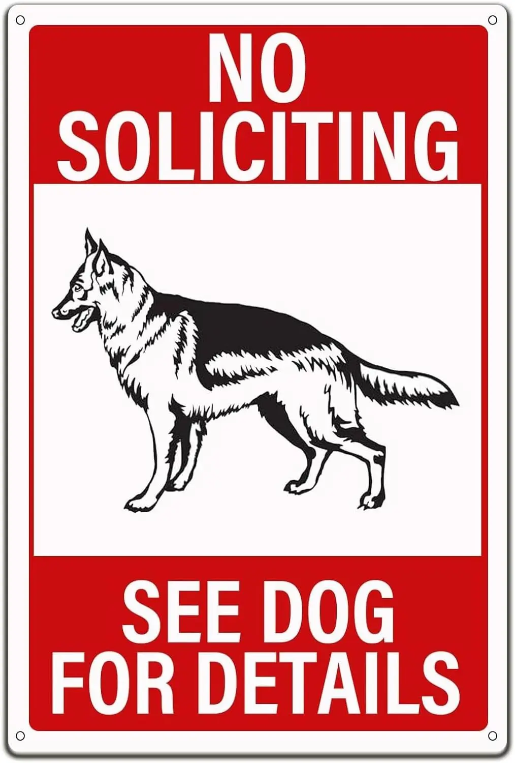 No Soliciting See Dog For Details Funny Metal Sign,Beware of Dog Warning Signs Novelty Metal Retro Wall Decor for Home Cafe Bar