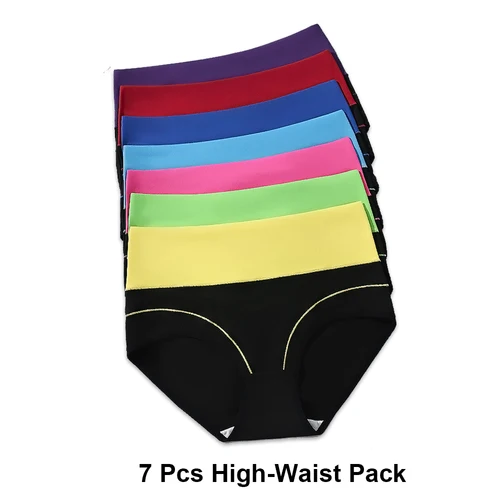 7 Uds. Ropa interior Menstrual de cintura alta para mujer, bragas de algodón a prueba de fugas, bragas de seguridad suaves y transpirables de talla grande XS-3XL