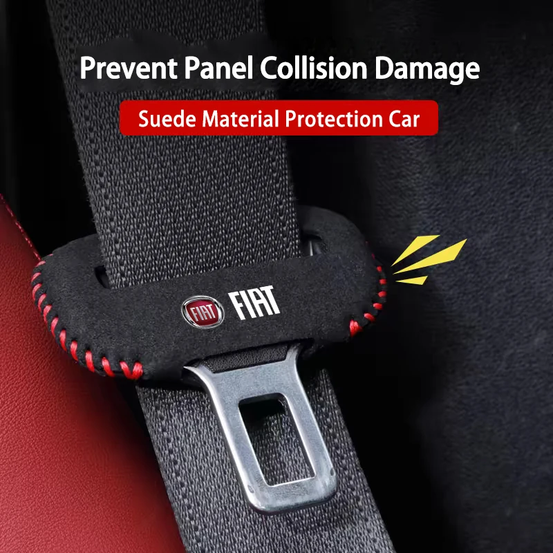 

Suede Car Seat Belt Plug Cover Antirust Protective Shell For Fiat 500 Punto Panda Doblo Stilo Bravo Ducato Pondo FR Abarth Argo