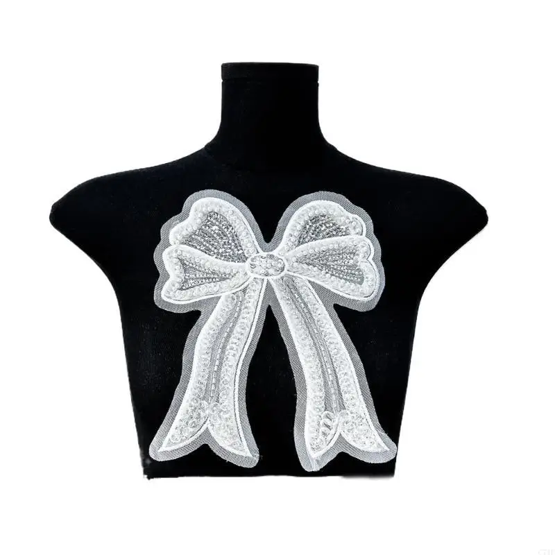 C71F 자수 Bowknot 모양 아플리케 만들기 옷 셔츠 스웨터 봉제 패치