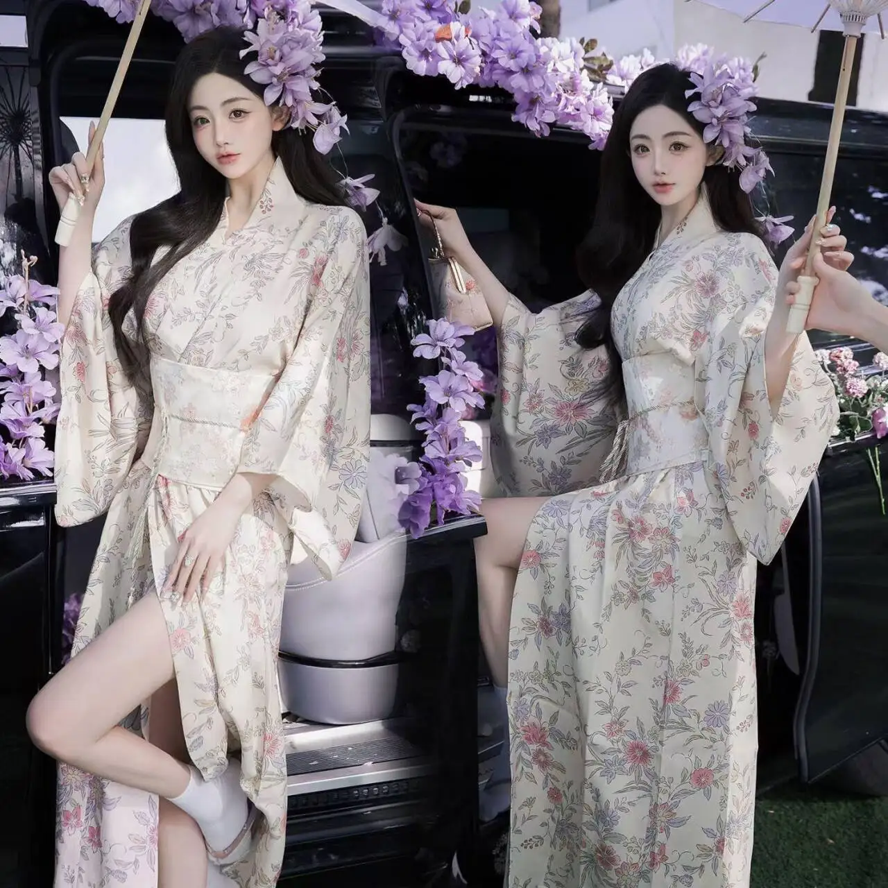 New Japanese Kimono Girl Japanese Photo Photography Clothing Traditional Japanese Improved Yukata Photography Set