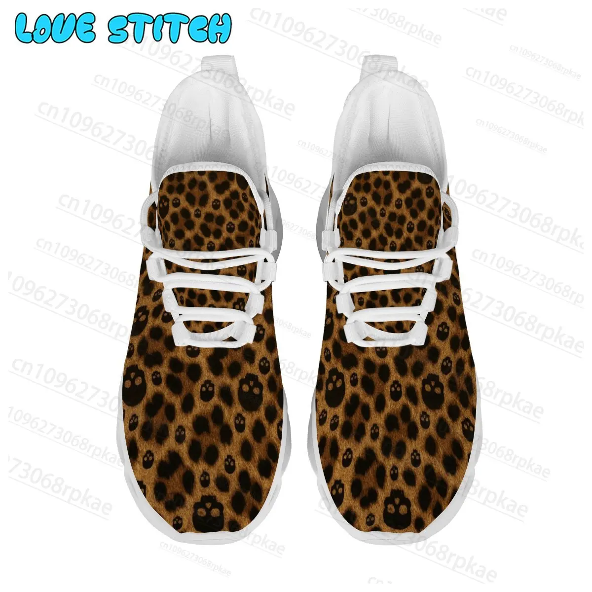 Vintage Leopard Pattern Women Wave Sole Sneakers Soft Knit Upper Light Cushion Athletic Trainers Daily Wear Non Slip Sport Shoes
