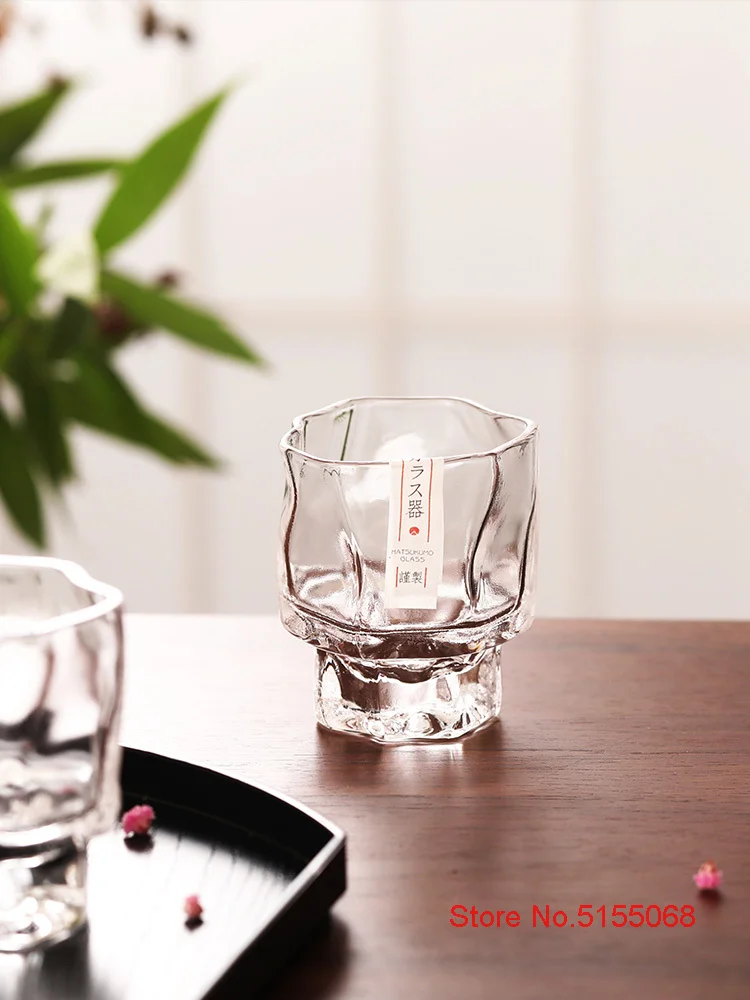 Japanese Irregular Art Whisky Glasses 70ml Shot Glass Frosted Color Crystal Dassai Sake Cups Rhum Beer Liquor Small Wine Tumbler