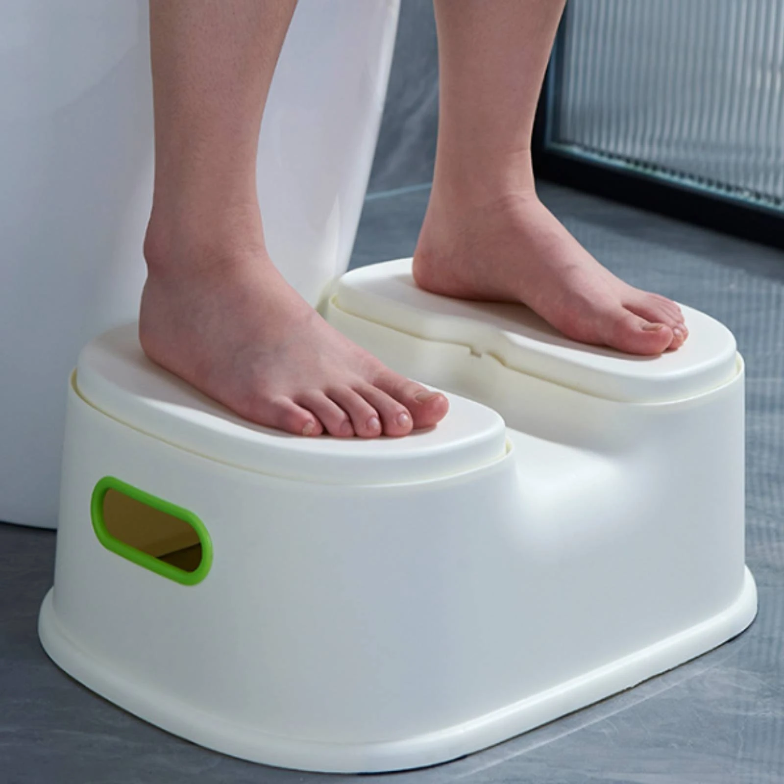 Plastic Bath Stool Long-Lasting Shower Stool with Carry Handles Bath Seat with Open Center Easy-Clean Non-Folding Shower Seat