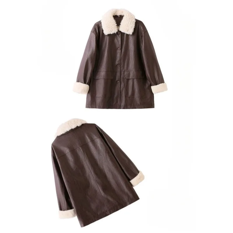 Nuevo abrigo de longitud media para mujer, abrigo de lana con cuello de piel para otoño e invierno, Top cálido informal versátil, ropa de moda para ir al trabajo para mujer