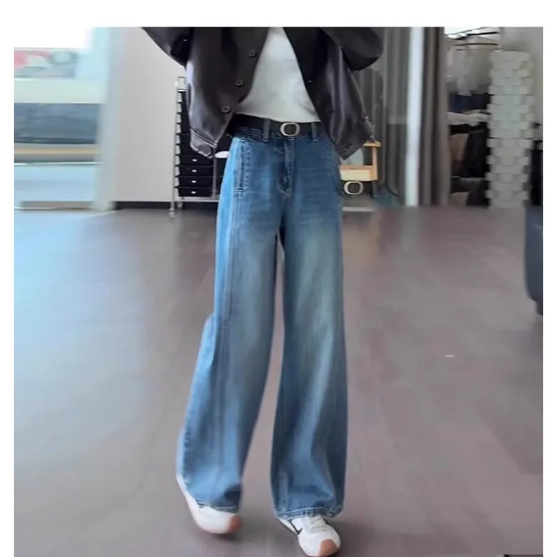 Spring Summer 2026 New Dislocation Design High Waist Split Jeans Straight Trousers