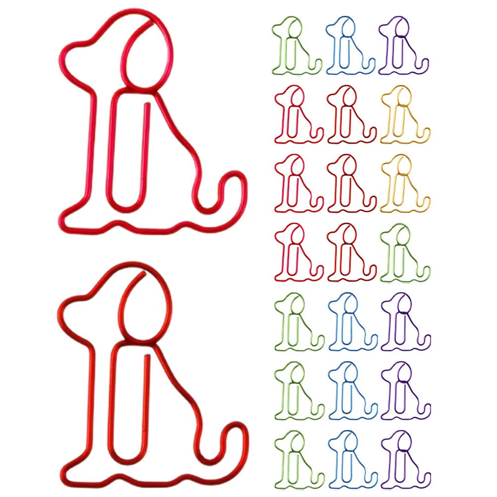 

30 Pcs Colorful Paper Clips Animal Bookmark Dog Coated Document Cute Small Office