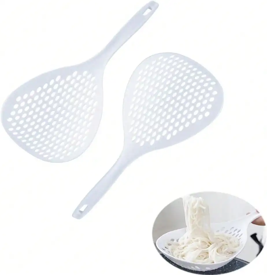Paquete de 2 espumaderas ranuradas resistentes al calor de 13 pulgadas, colador araña, servidor de espaguetis, cuchara araña, cucharón para cocinar