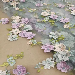 130CM Wide 5Yards Long 8 Colors Available Embroidery Floral Beading Lace Fabric for Evening Wedding Dress R289