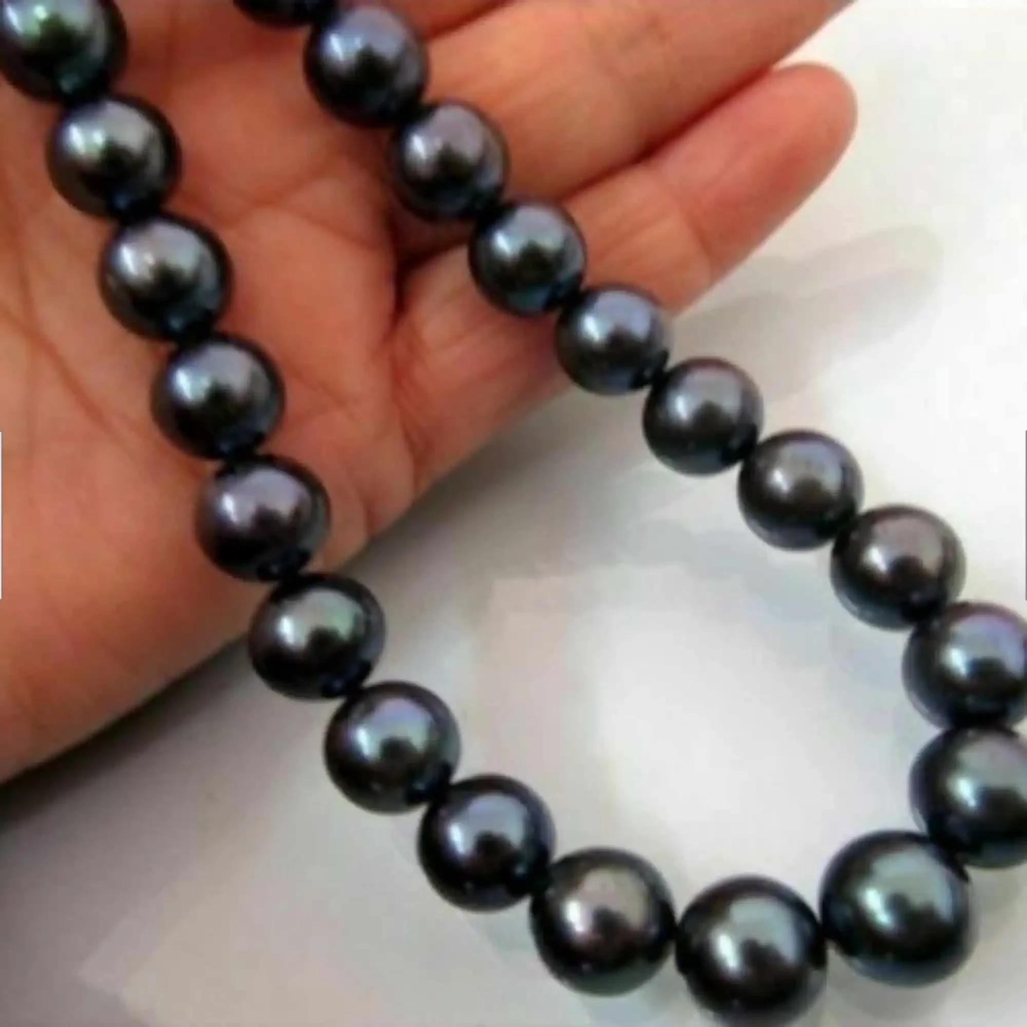 

9-10mm natural South sea black round pearl 14k Gold necklace Mental Restore Bohemia Gift Taseel Wristband Meditation