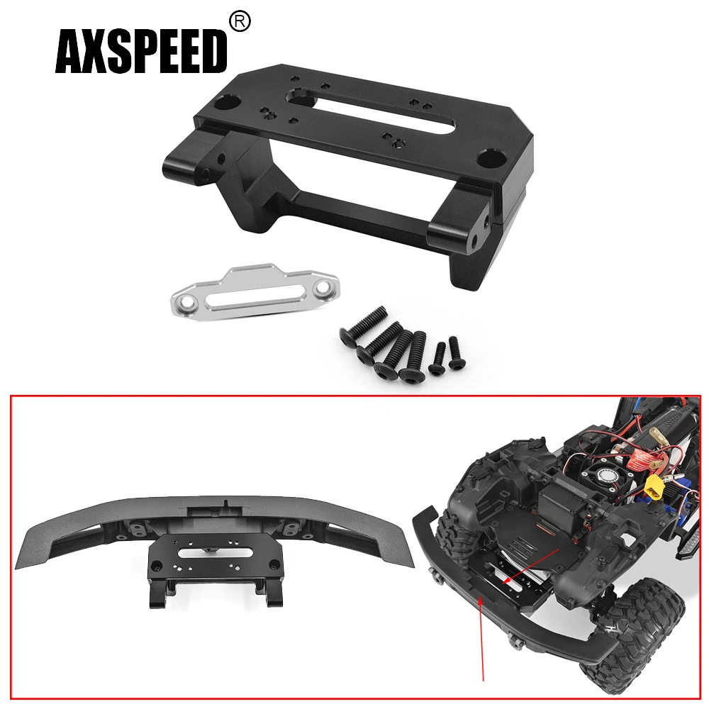 AXSPEED Aluminum Alloy Front Bumper Winch Mount Kit for TRX-4 TRX4 Bronco 1/10 RC Crawler Car Truck Model Upgrade Parts