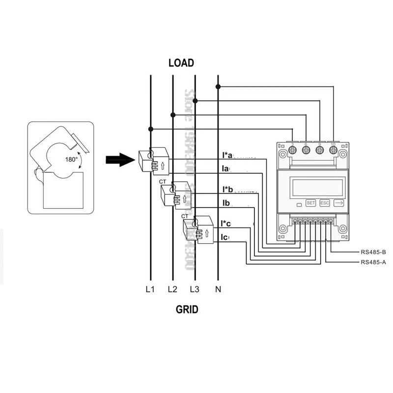 DTSU666 250A/50mA Only Work With SUNGROW Current Transformer Modbus Address 254 Energy Smart Meter Guide Rail Inverter RS485