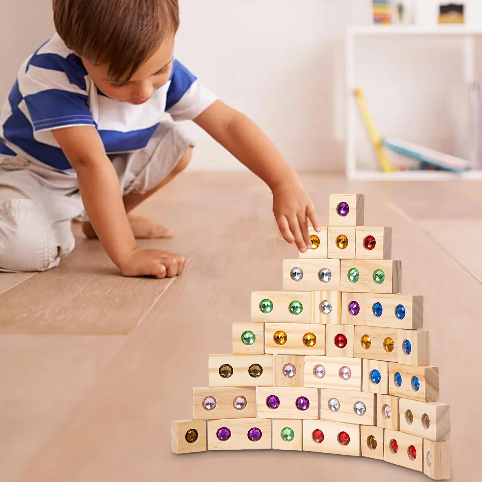 Rainbow Stacking Block Rainbow Stacking Cube Toy Set Rainbow Stacking Tower Game Acrylic Block Construction for 3 Years Old
