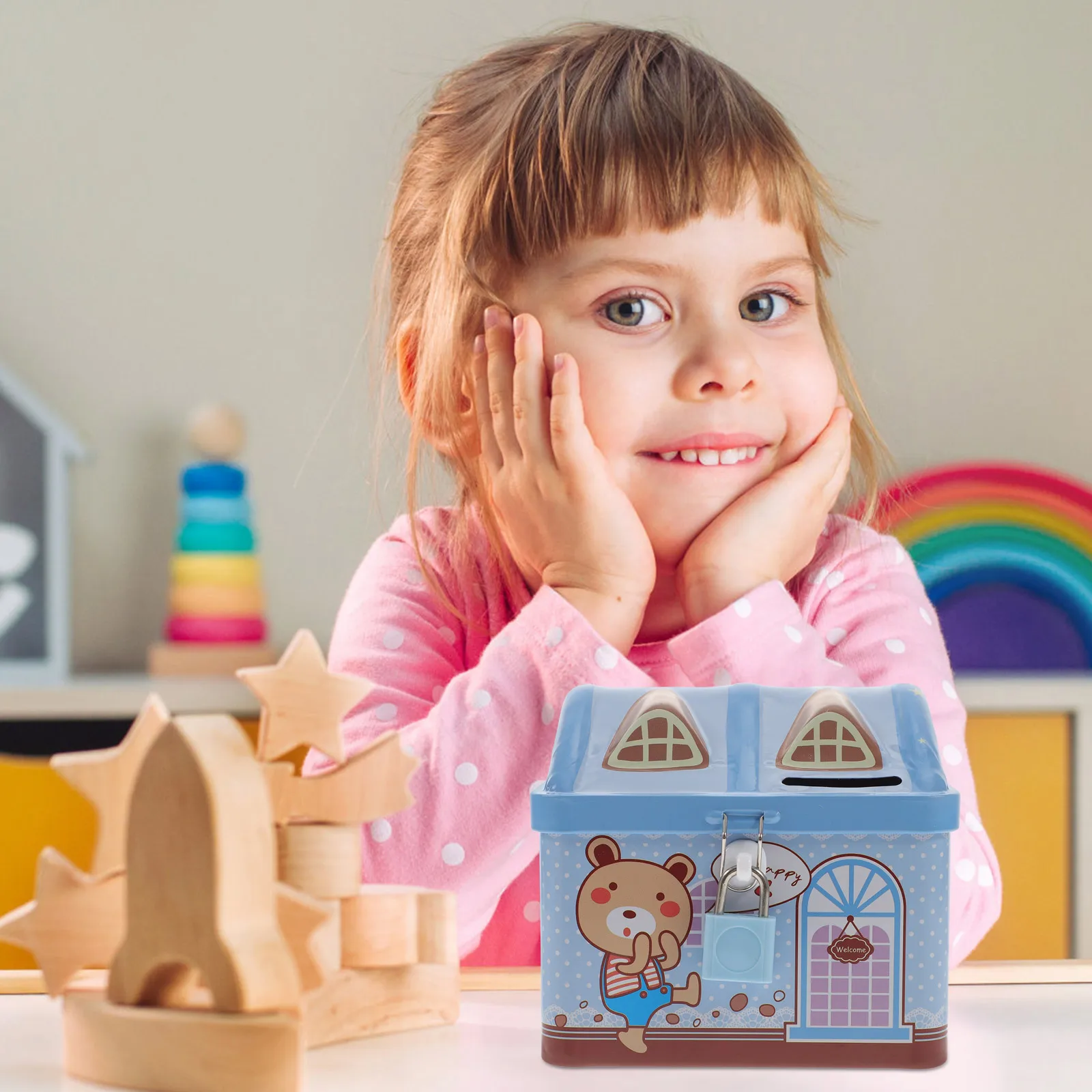 

Cute Cartoon House Metal Piggy Bank s Saving Pot Desktop Ornament Room Decor Gift For Adults Birthday Christmas