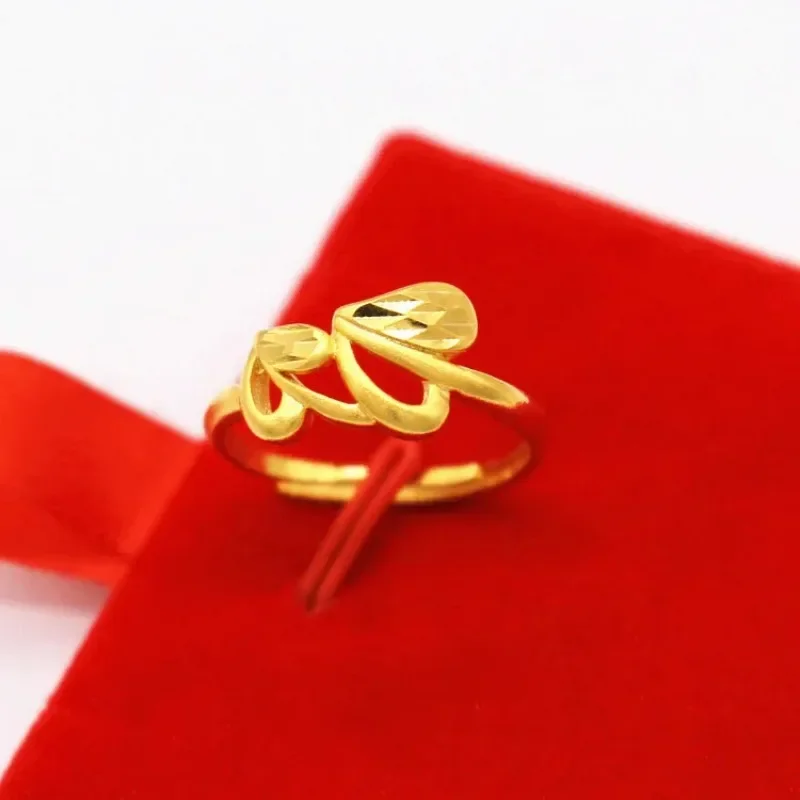 VivoGoldRing for Women 9999 24K Real Gold Fashion Korean Creative Personalized Small Ring