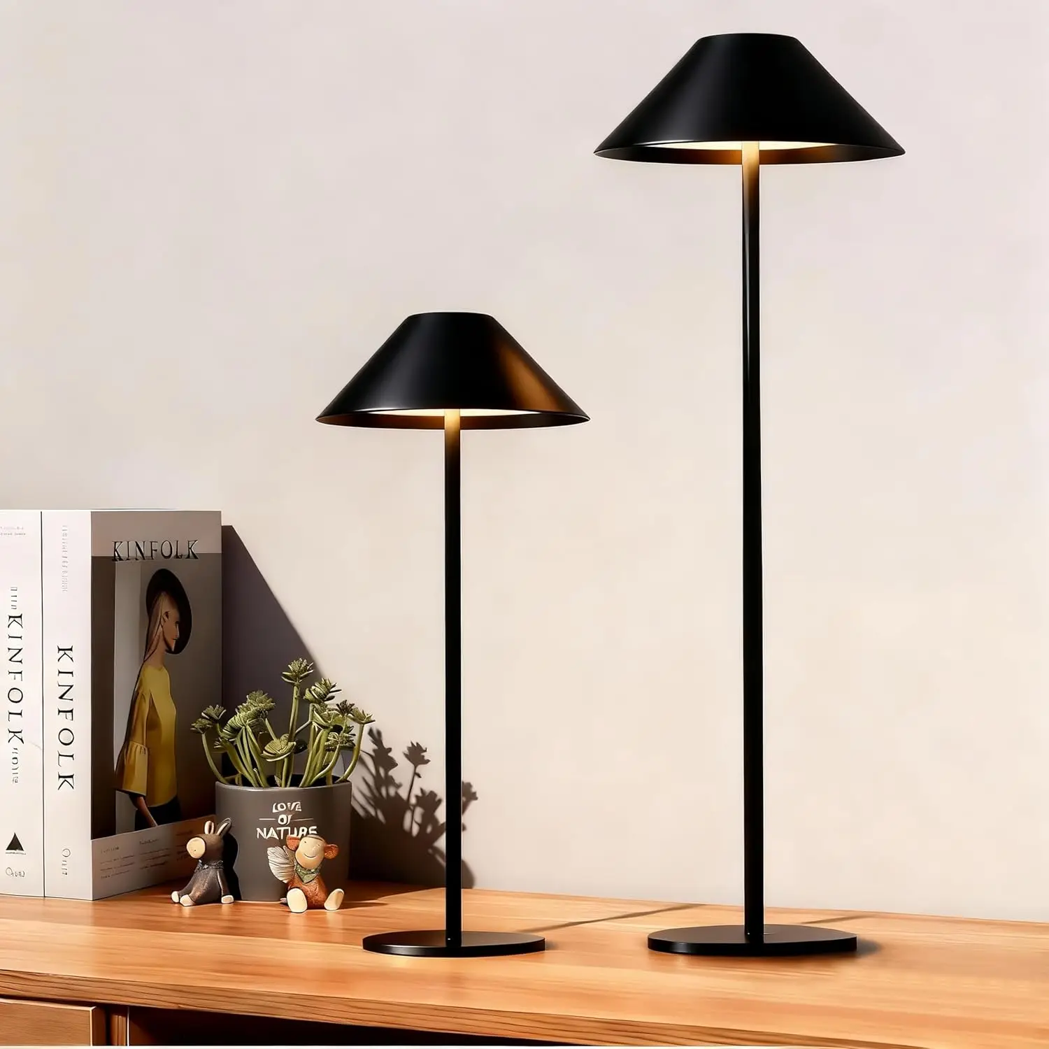 

Set of 2 Rechargeable Cordless Lamps with Flexible Pole, Dimmable Touch Light for Bedside Reading and Home Use