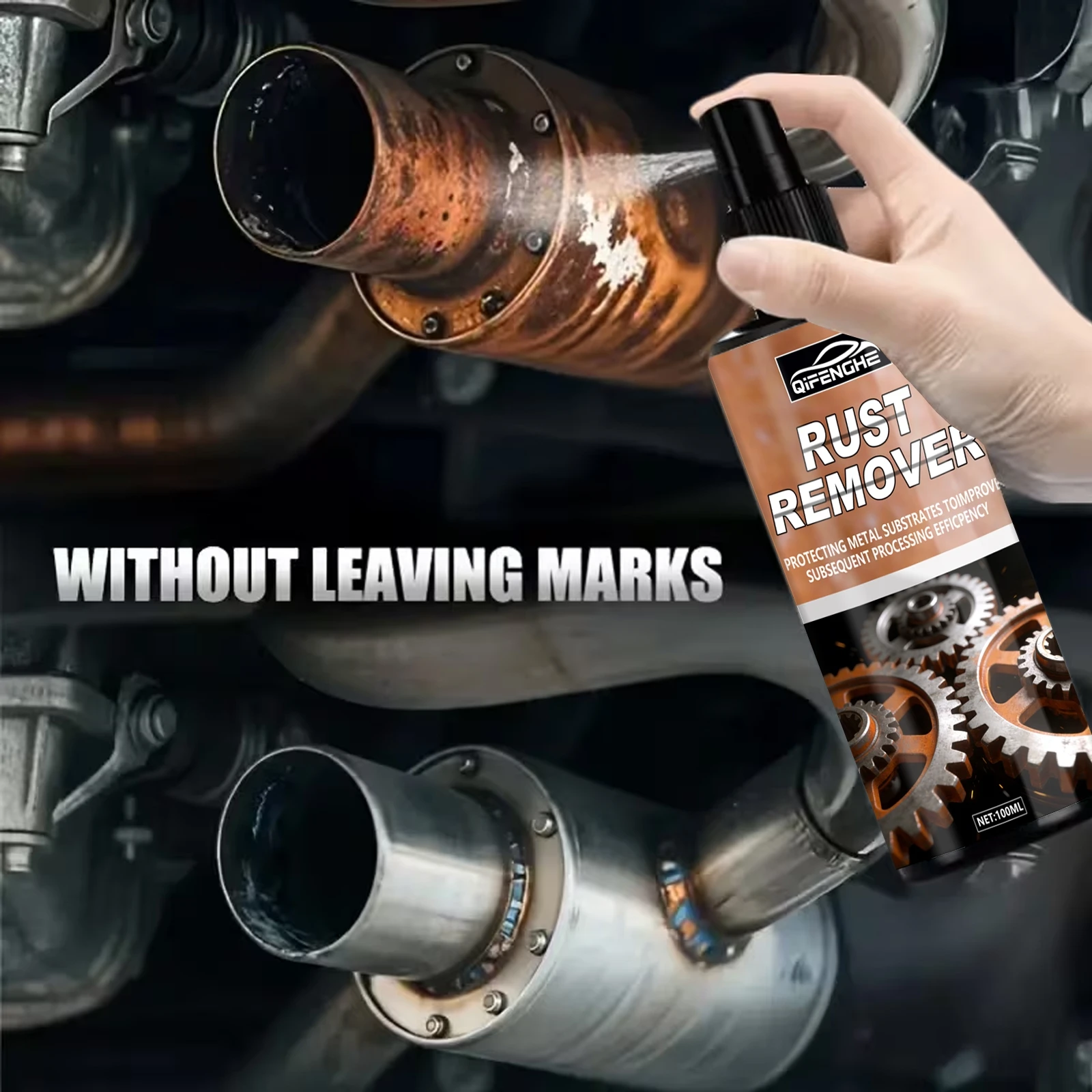 Heavy-Duty Metal Rust Remover Lubricant Spray - Multi-Purpose Brake & Chain Degreaser, Friction-Reducing Formula with Corrosion
