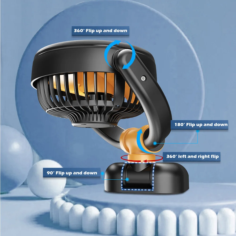 

Car Single Head Fan 5/12/24V 360° Adjustable Air Cooling Fan Auto Electric Fan USB/ Cigarette Lighter Powered Silent Cooler Fan