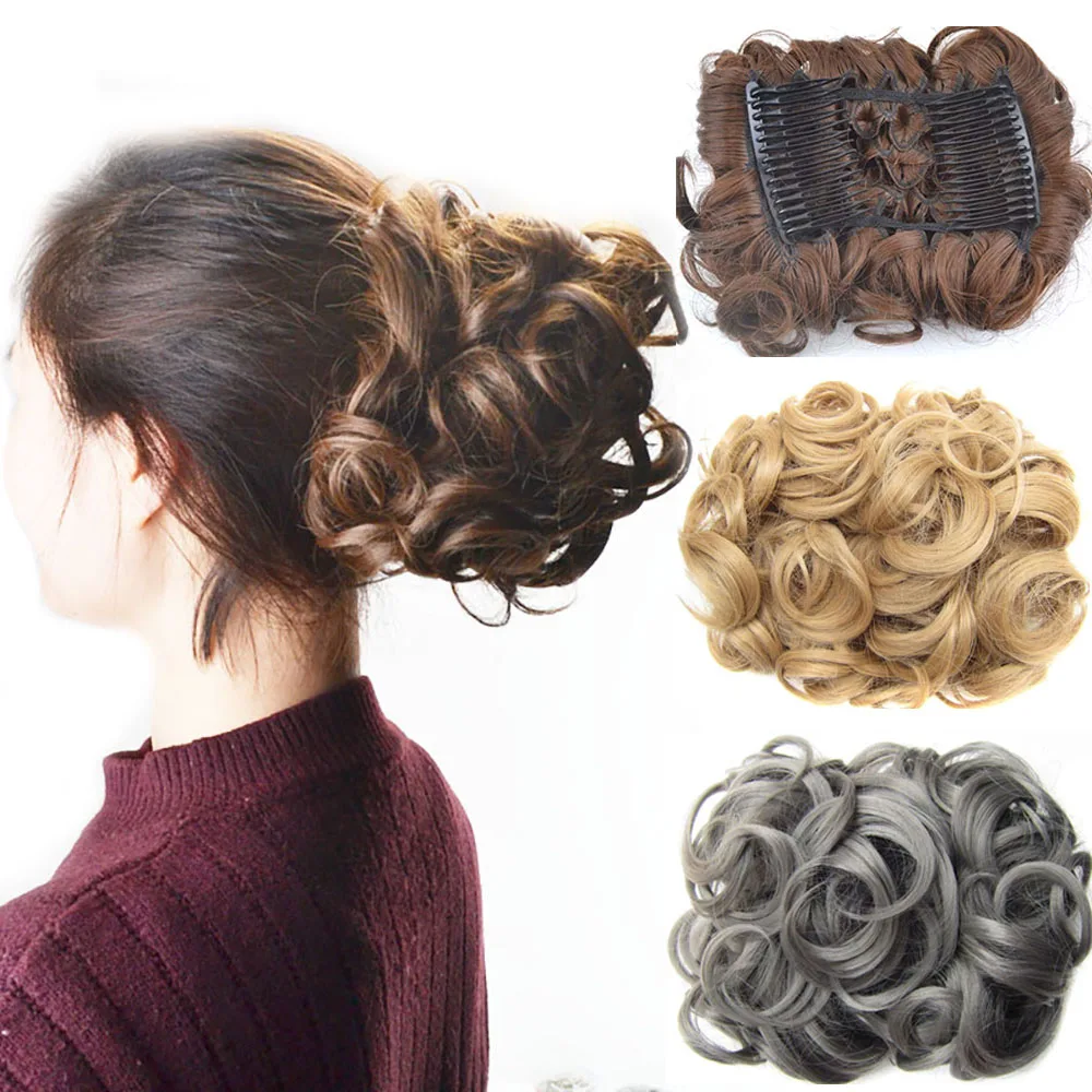 

Synthetic Messy Bun Hair Piece Scrunchie Chignon Hairpiece Updo Short Curly Bun Extension Combs in Hair Bun for Women