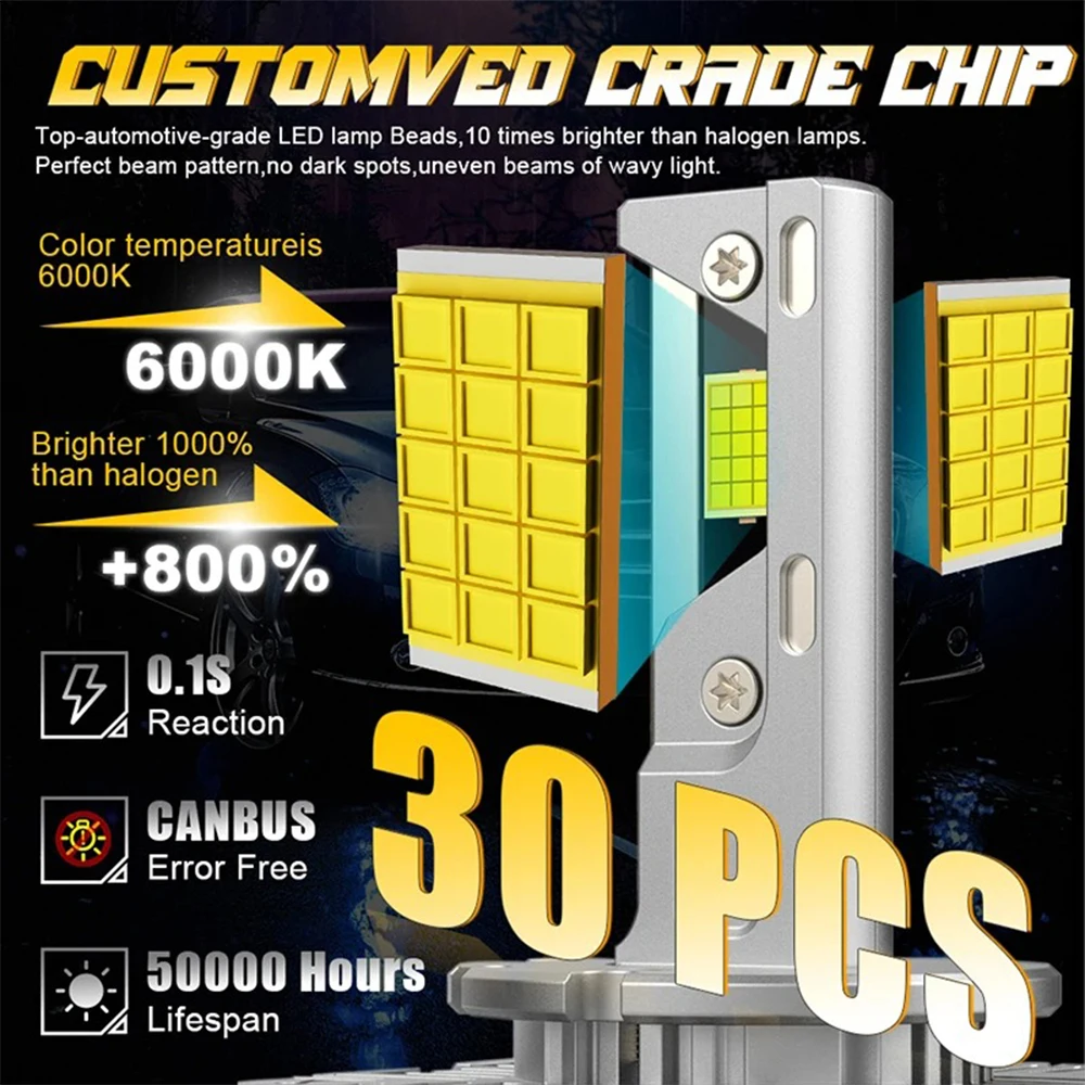 D1S D3S LED سيارة المصابيح الأمامية لمبات Canbus HID D3S 30 Led مصباح الضباب D2S D4S D8S 2800 واط D1R D2R D3R D4R CANBUS عالية منخفضة ضوء 12 فولت 24 فولت