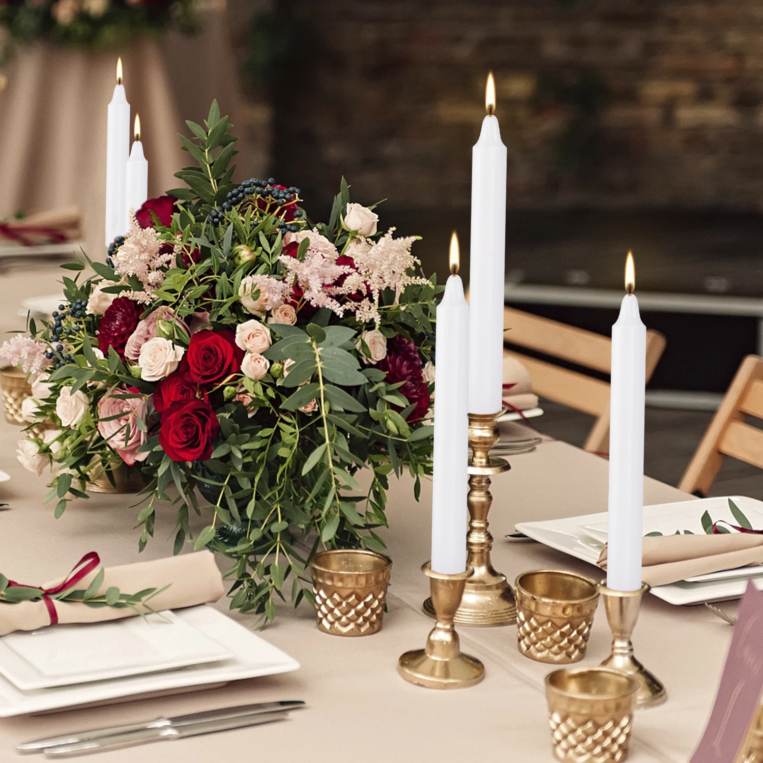40 White 4-Inch Stick Candles, Drip-Free, Smokeless, Unscented, Household Dinner Candles, Hand-Poured, High-Quality, Suitable for Churches, Homes,
