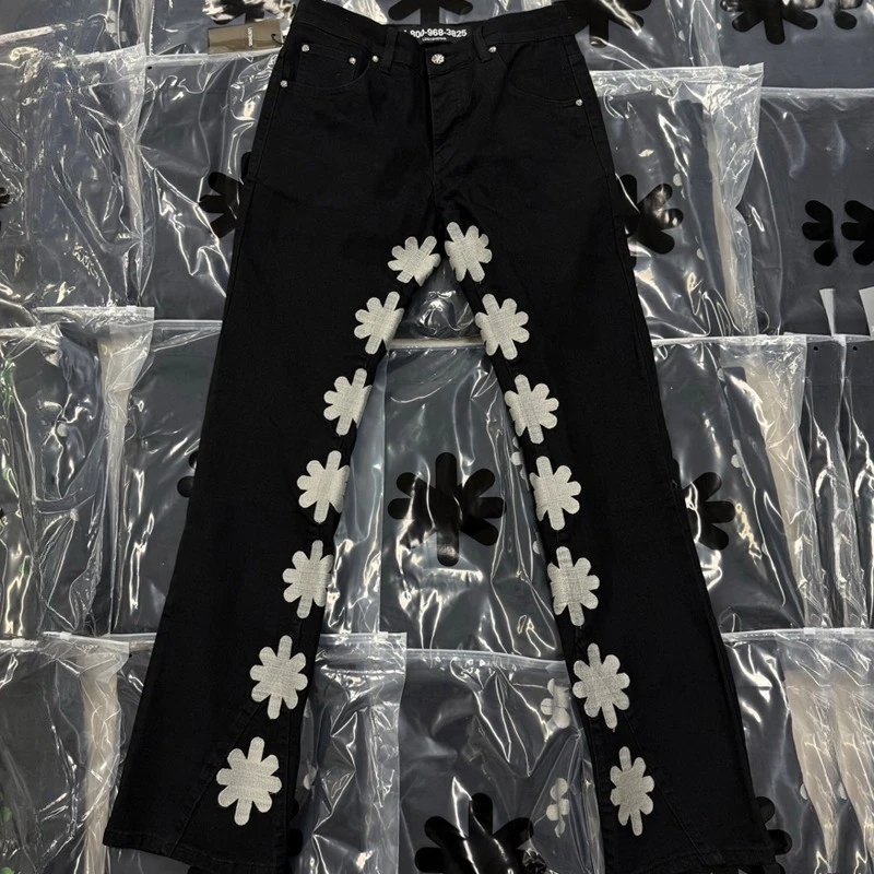 

25SS Новые джинсы LOSTSHDWS High Street Мужчины Женщины Вышивка логотипа Slim-fit Прямые брюки Lostshdws Джинсовые брюки