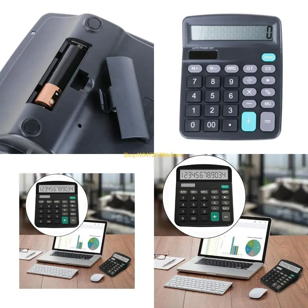 

K0EA 12-Digit Standard Electronic Calculators Solar Battery Calculator with Battery +Solar Power for Office Home School Use