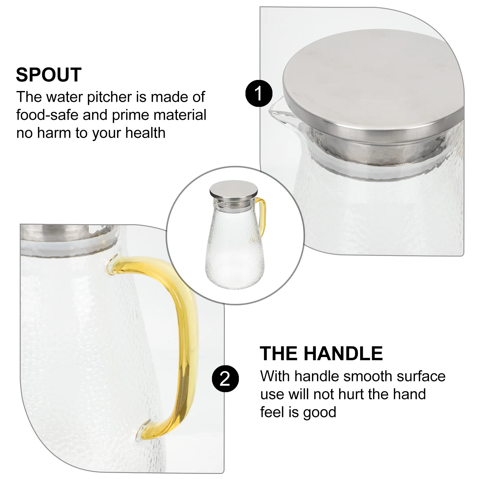 

Multipurpose Water Pot Large Capacity Glass Jug Portable Lightweight Perfect for Lemon Juice Tea Glass Pitcher