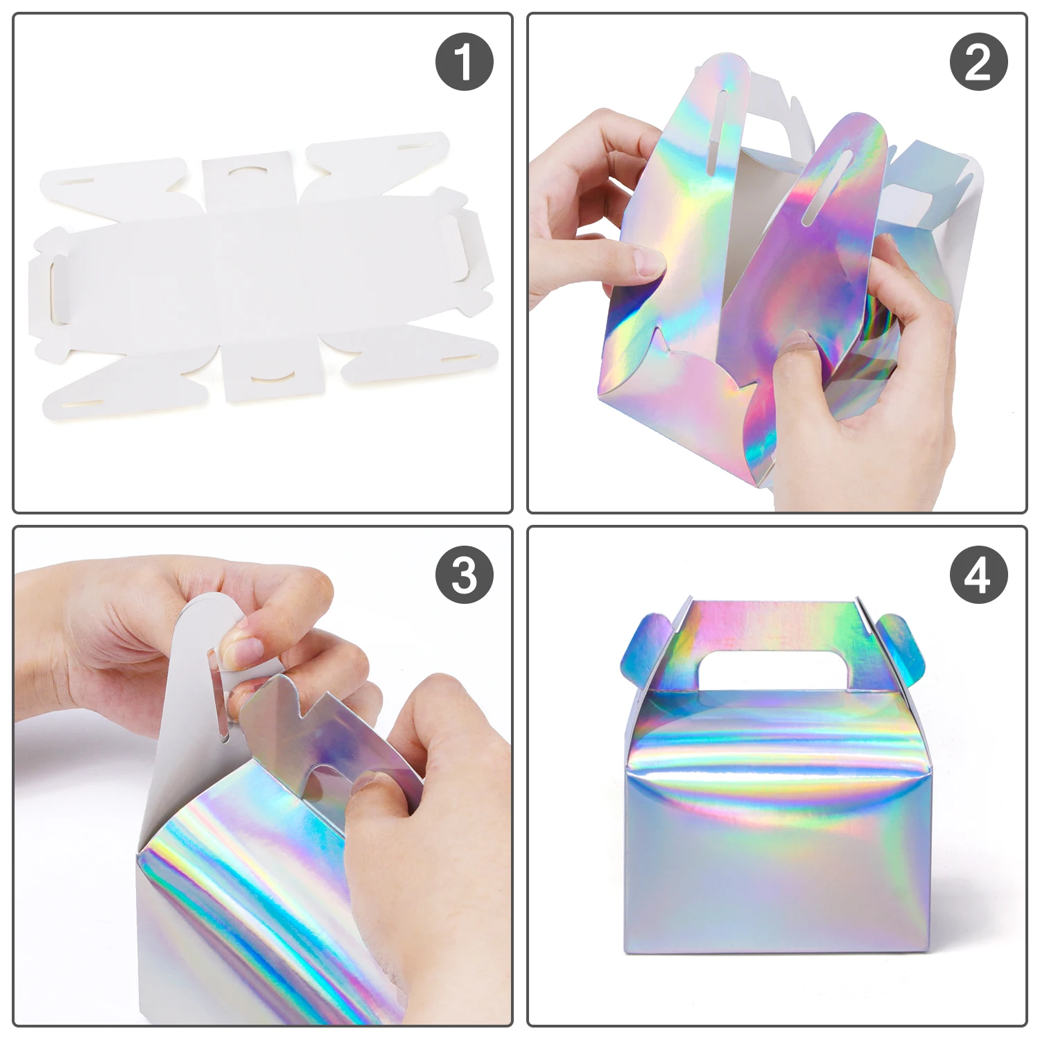 10pcs / ordinary color holographic cake box, dessert box, gable gift box, wedding carton