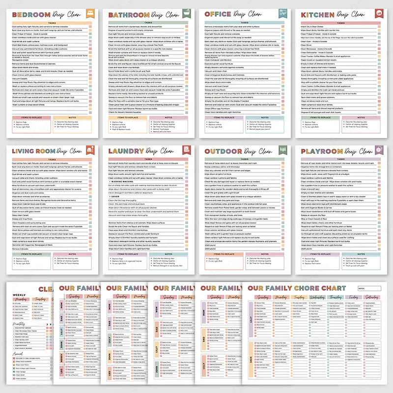 TDAH CLEANING Plano de lista de verificação de limpeza anual de limpeza de TDAH infantil