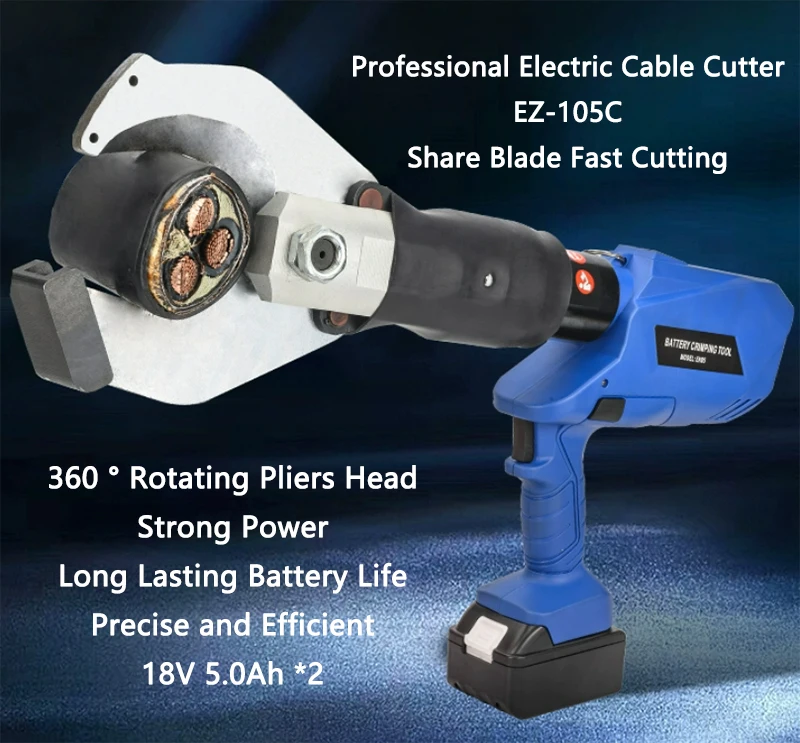 Professional Electric Cable Cutter Rechargeable Wire Cutter Portable Hydraulic Cable Cutting Machine Cable Cutting Pliers EZ-105