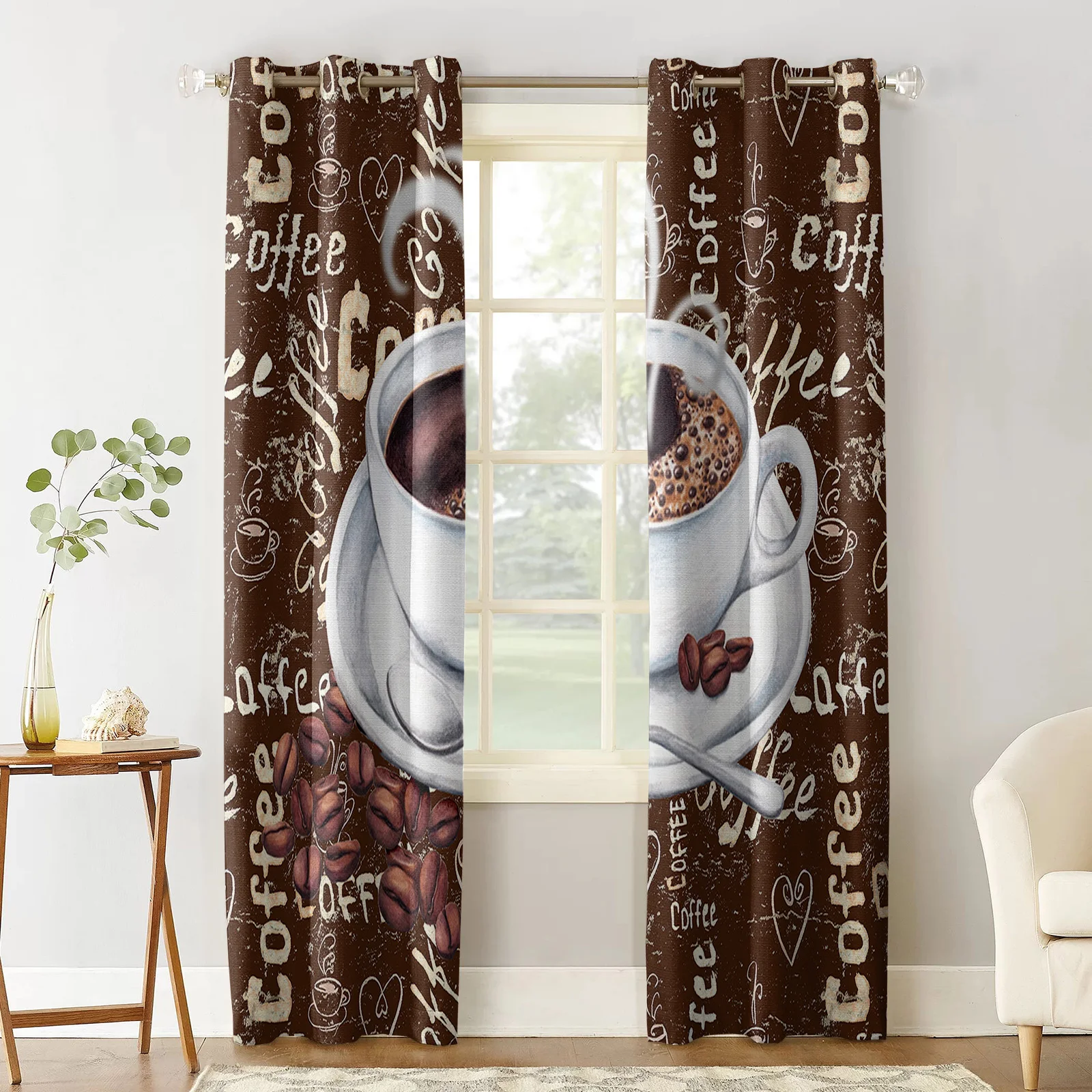 Retro Coffee Beans Sugar Curtains Bedroom Curtains Living Room Curtains Living Room Luxury European Curtains