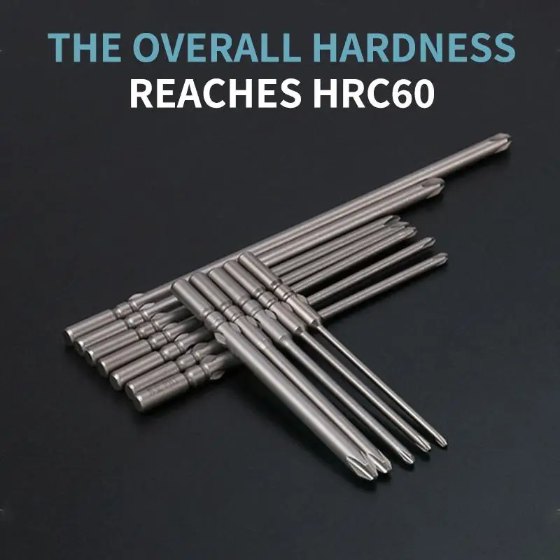 1PCS  Length 60mm Screwdriver Bit Multiple Sizes S2 Material Electric Screwdriver Bit No Slipping High Hardness Electric Bit