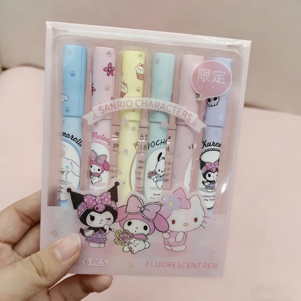 

Набор маркеров Sanrio (2-6 шт.) с милыми мультяшными персонажами, многофункциональные цветные ручки-выделители Kero Kero Belldandy для девочек
