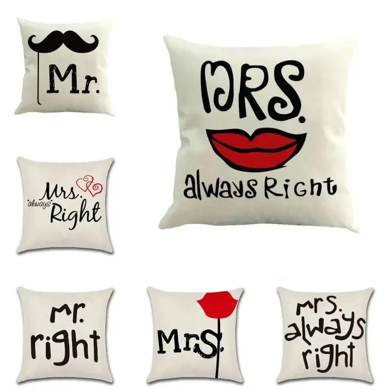 Couple Print Decorative Pillowcases Living Room Office Home Pillowcases Car Ornaments