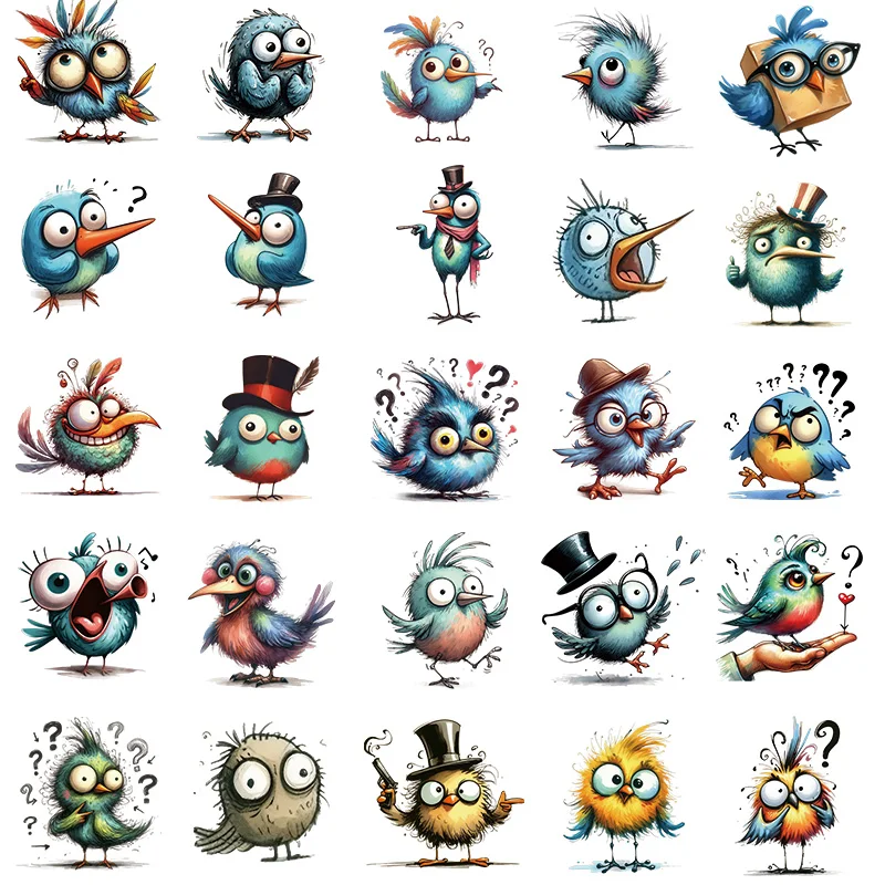 Adorable Cartoon Funny Birds Iron-On Heat Transfer Patches Diy Vinyl Decals For T-Shirts Jeans Jackets Press Printing Decal