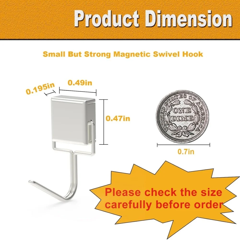 Magnetic Hooks Heavy Duty Swivel Magnet Hook Hanging Keys Towels Flags Gloves Utensils Lights for Cabinet Fridge Bathroom Door