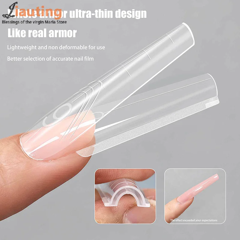 샌드위치 듀얼 네일 폼 140/280개 13사이즈 빠른 연장-듀얼 폼 관 모양 타원형 T자형 매니큐어 폼 상단 몰드 하단 몰드